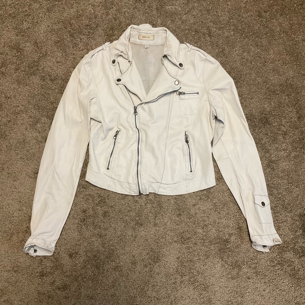 Jakett NYC Josey leather moto jacket in ecru - Picture 6 of 10